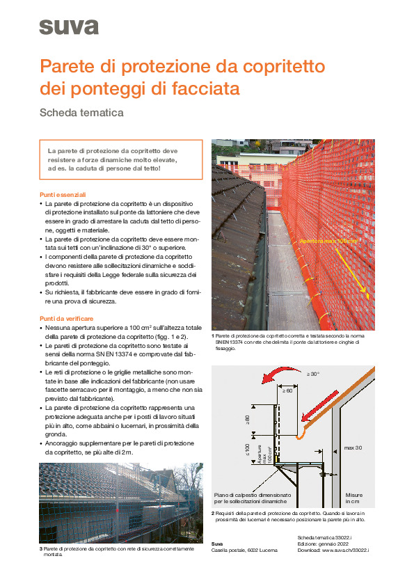 Parete di protezione da copritetto dei ponteggi di facciata
