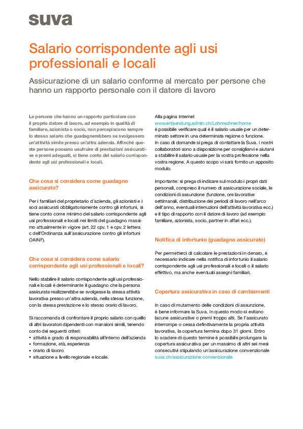 Assicurazione: salario usi professionali e locali