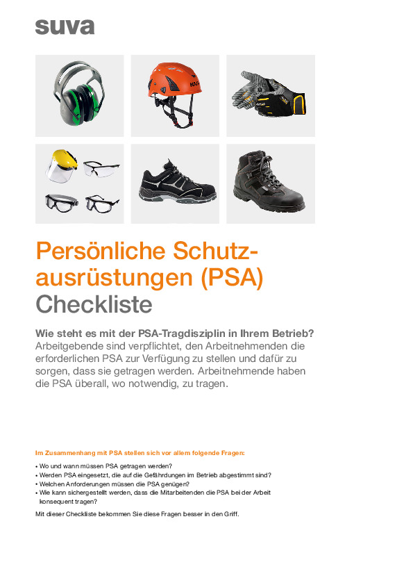 Checkliste: Persönliche Schutzausrüstung zur Sicherheit