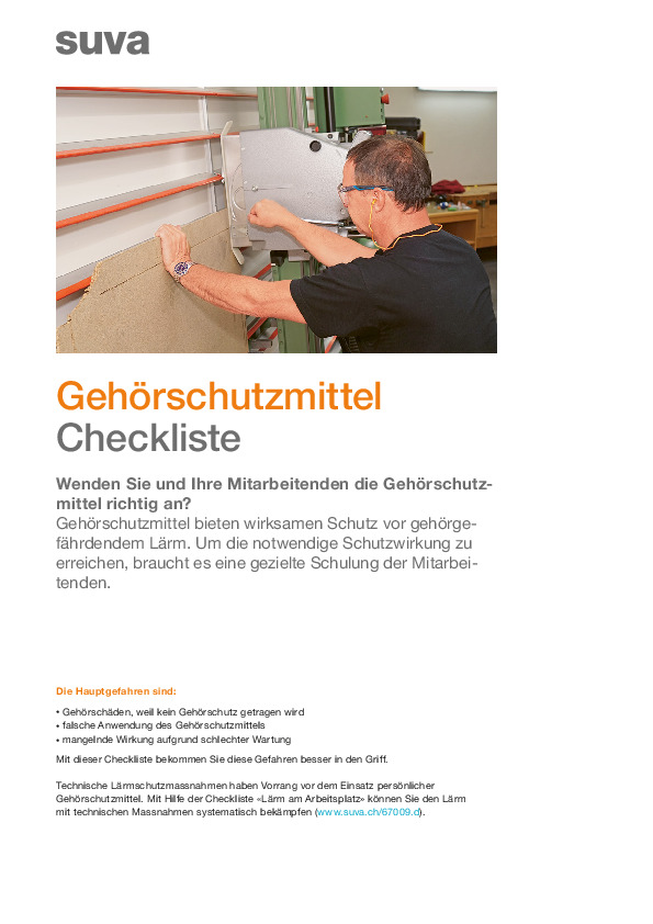 Checkliste Gehörschutzmittel: Richtig anwenden