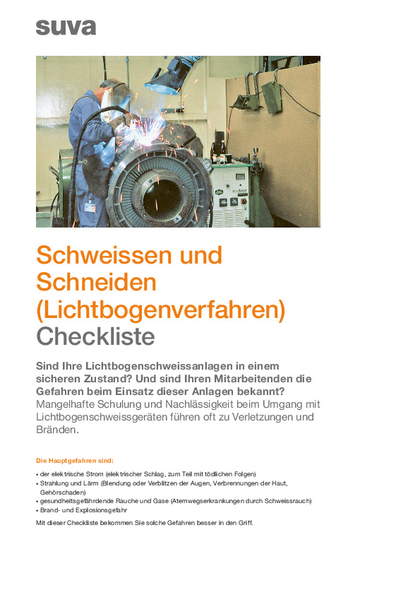 Schweissen im Lichtbogenverfahren: Checkliste