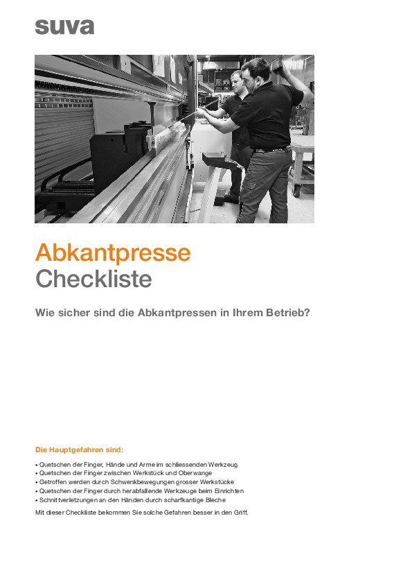Checkliste: Mit Abkantpressen sicher arbeiten