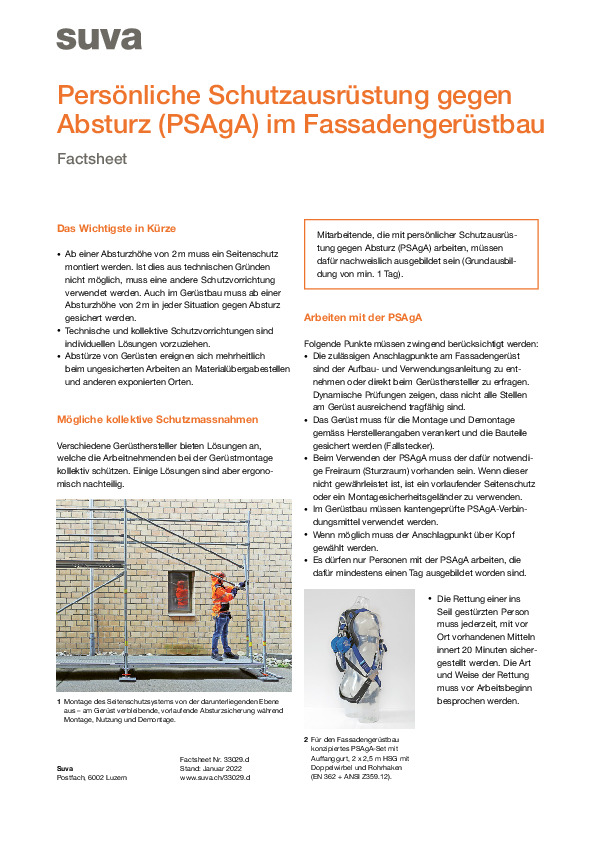 Der sichere Einsatz der PSAgA im Fassadengerüstbau