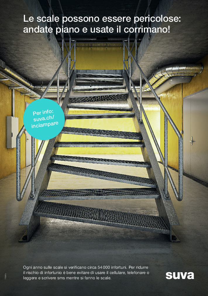 Manifesto Le scale sono pericolose: evitare infortuni