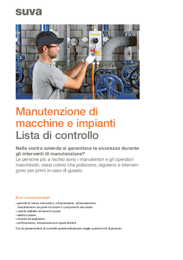 Lista: manutenzione sicura di macchine e impianti