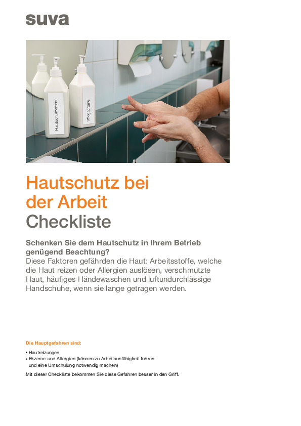 Checkliste: Genügt der Hautschutz in Ihrem Betrieb?