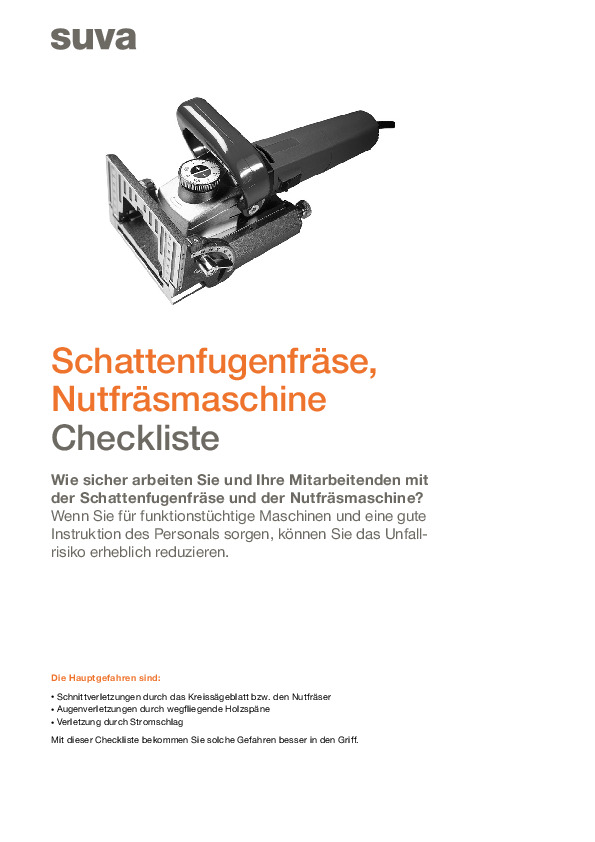 Checkliste: Schattenfugenfräse, Nutfräsmaschine