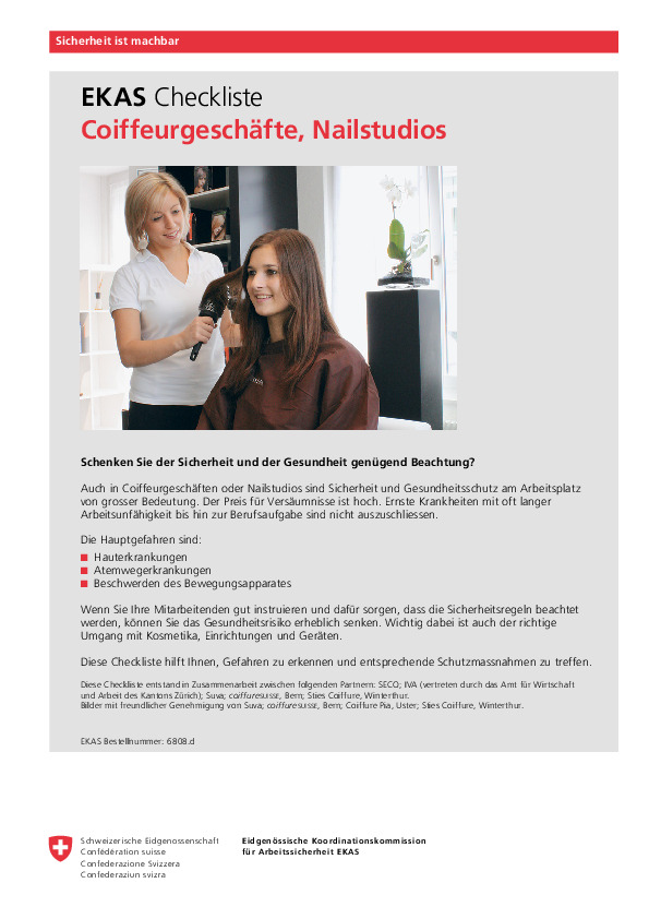Checkliste Coiffeurgeschäfte, Nailstudios (EKAS)