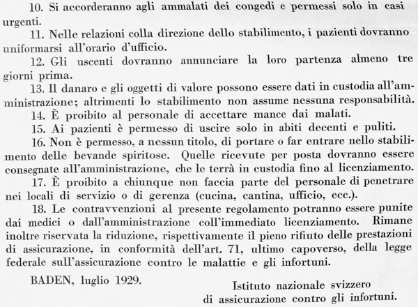 Regolamento del «Quellenhof» di Baden, 1929, parte 3