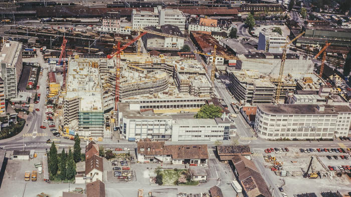 Chantier de la Rösslimatt à la fin du mois d’avril 1990