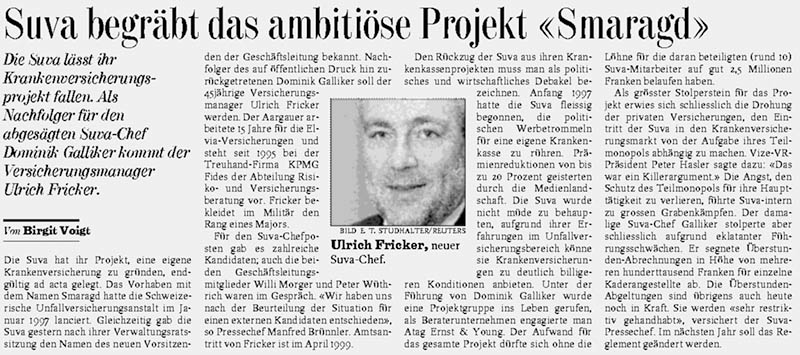 Article du quotidien Tages-Anzeiger du 21 novembre 1998 publié en page 31