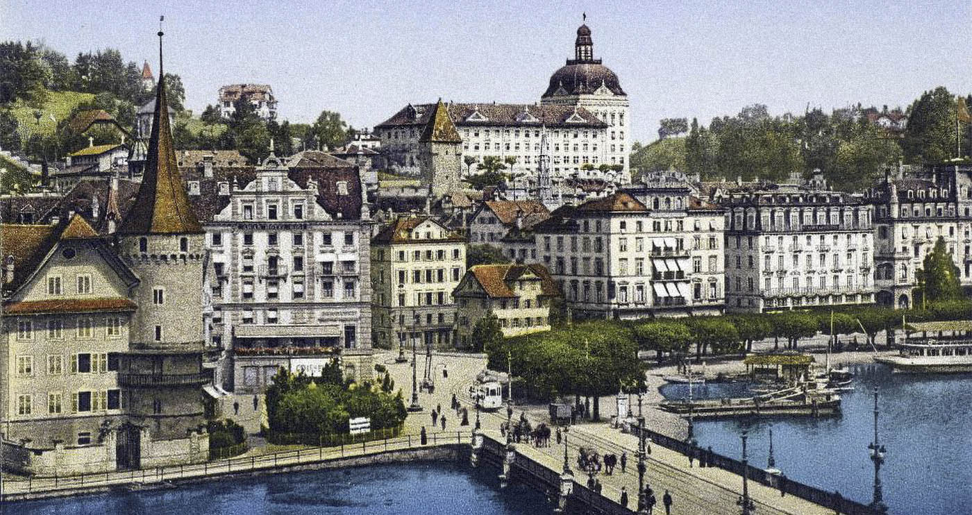 L'edificio dell'Istituto nazionale svizzero di assicurazione contro gli infortuni su una cartolina del 1917