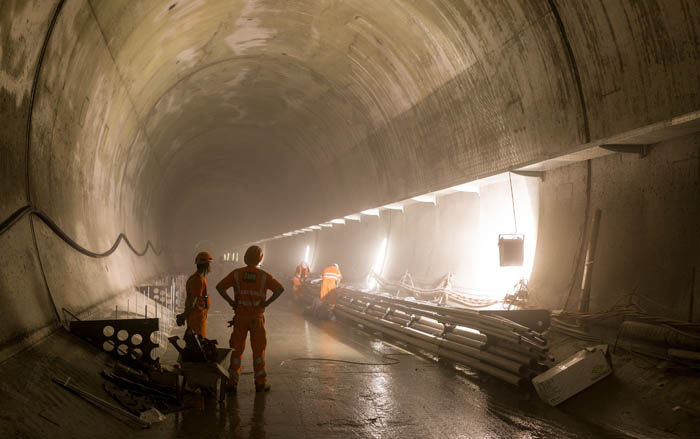 Mineur im Neat-Basistunnel, 2010