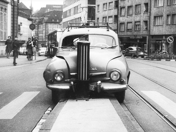 Accident de voiture à Bâle en 1960